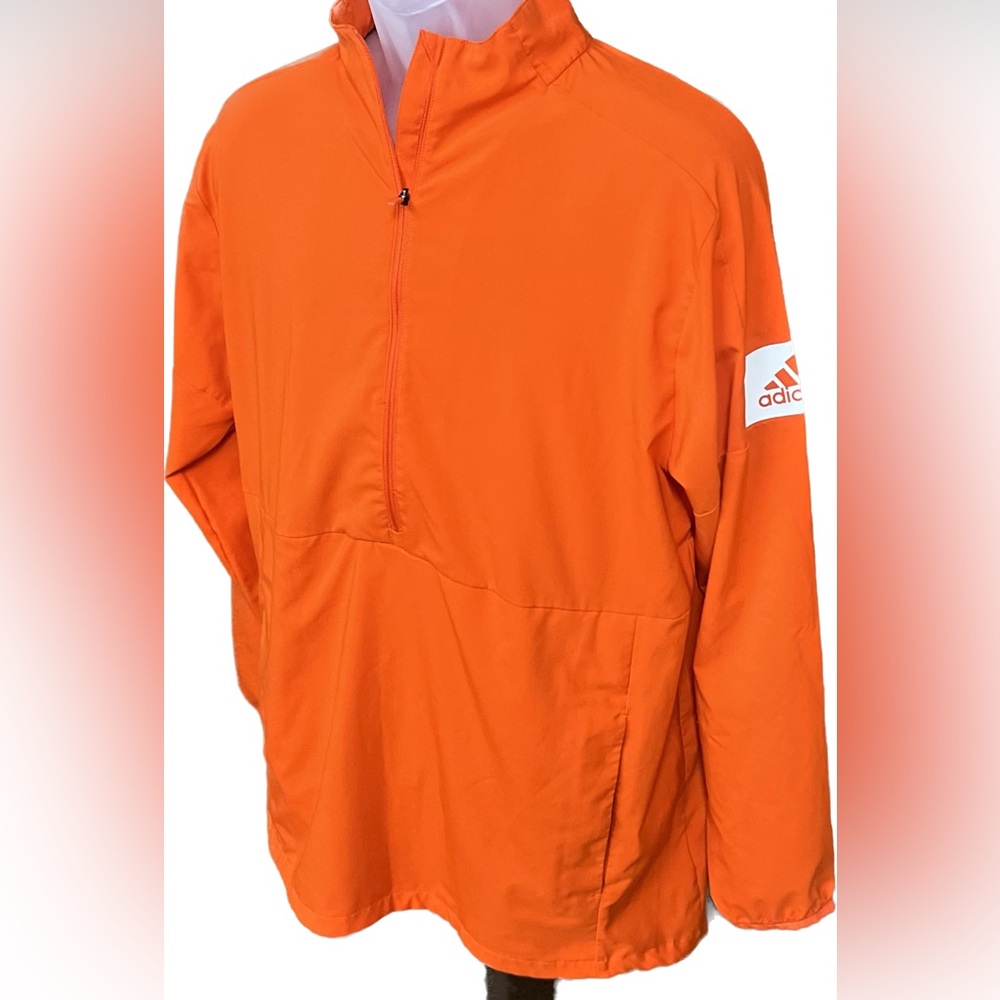 Adidas Windbreaker Track Running Jacket 1/2 Zip Orange Size Medium Unisex